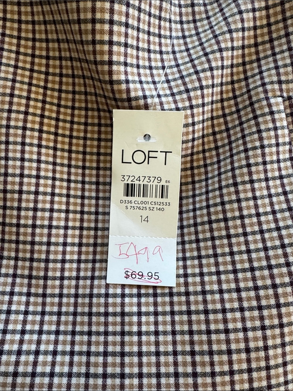 LOFT Neutral Plaid Ruffle-Hem Mini Skirt - Picture 2 of 4